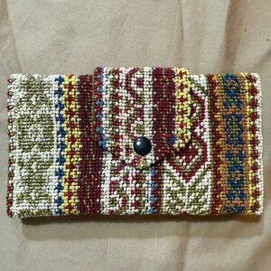 Vintage Multicolor Textile Clutch Wallet - Boho Style